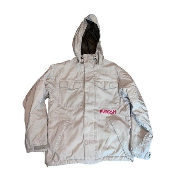 BURTON Modem Boys Youth Khaki Ski Snowboard Jacket Full Zip Hood - Picture 1 of 12
